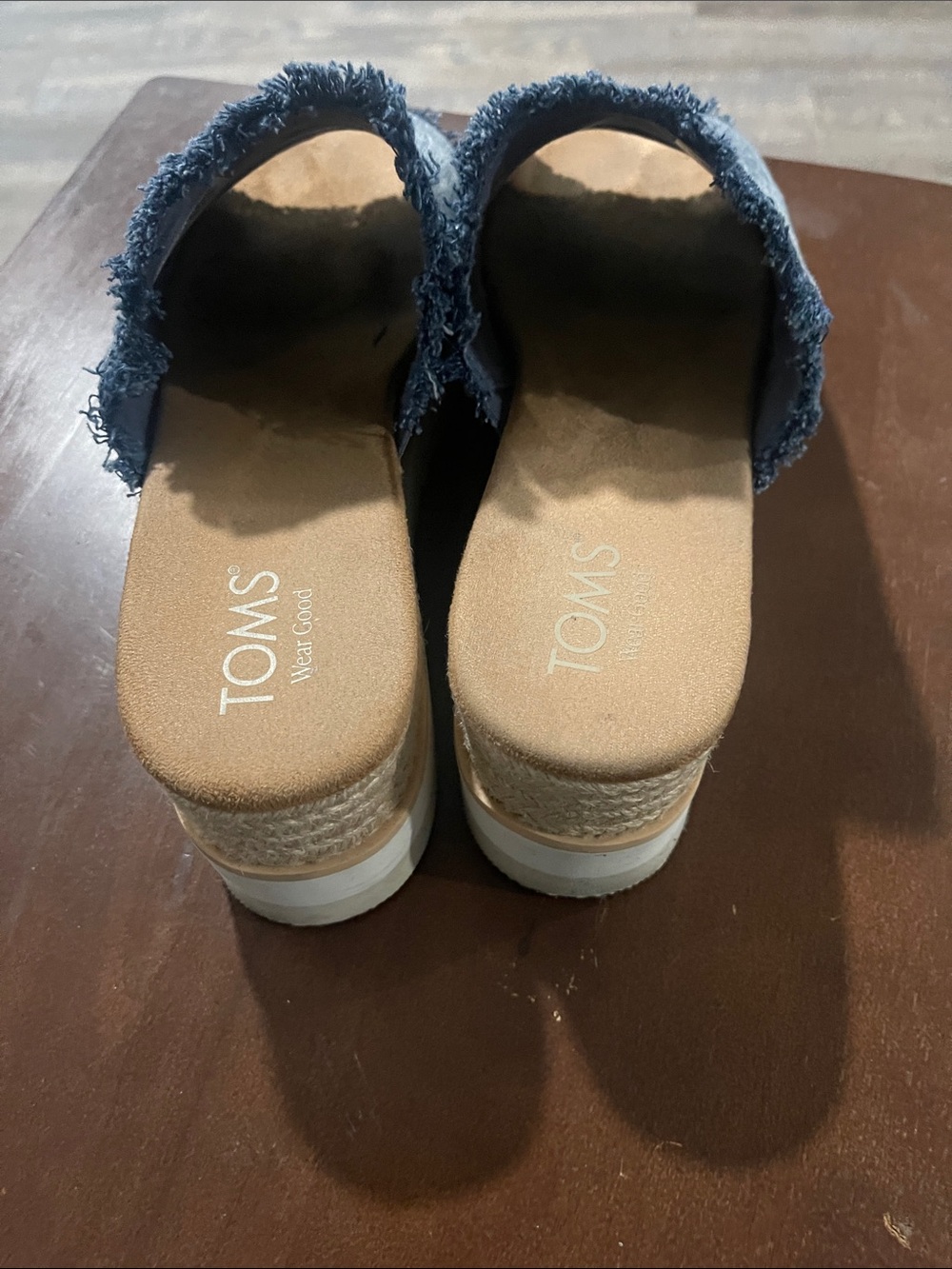 Toms Denim Slide Mules in Blue - Picture 2 of 3